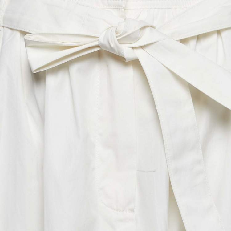 Pre Owned Weekend Max Mara White Cotton Pleated Maxi Skirt L