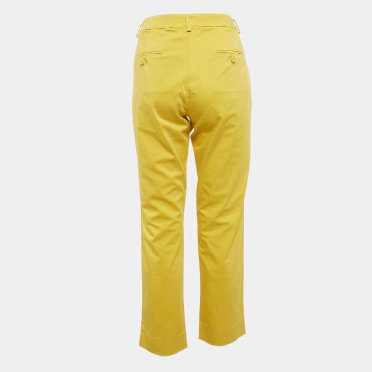 Pre Owned Weekend Max Mara Yellow Cotton Trousers M