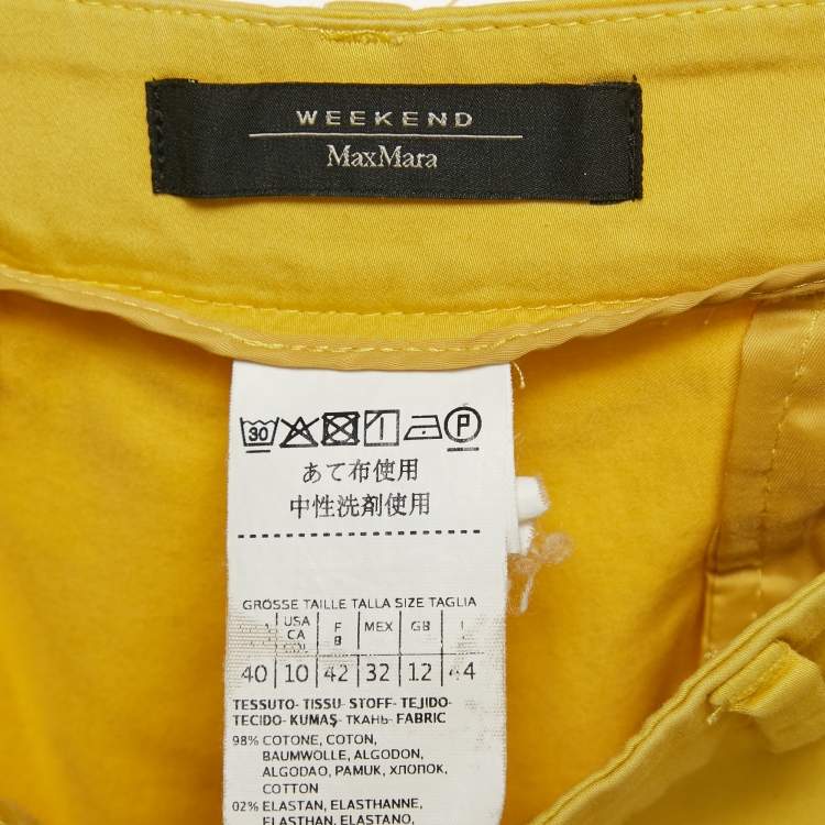 Pre Owned Weekend Max Mara Yellow Cotton Trousers M