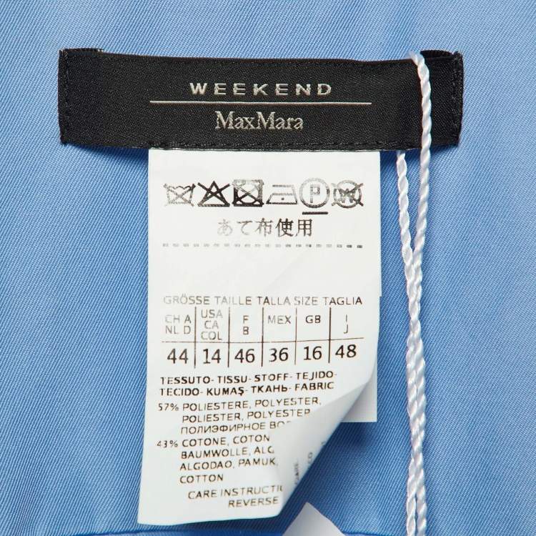Pre Owned Weekend Max Mara Blue Cotton Blend Belted Wrap Dress L