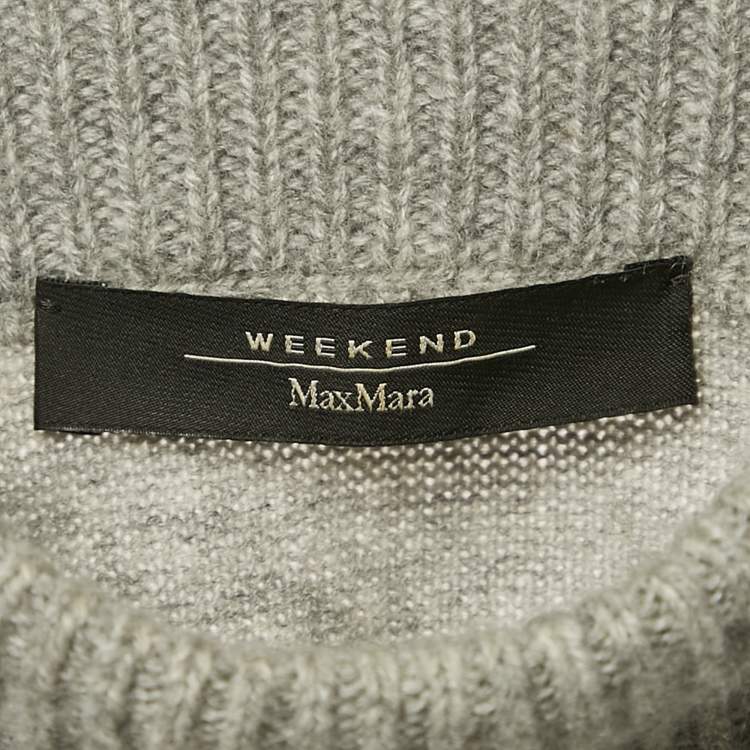 Pre Owned Weekend Max Mara Grey Knit Turtle Neck Sweater One Size