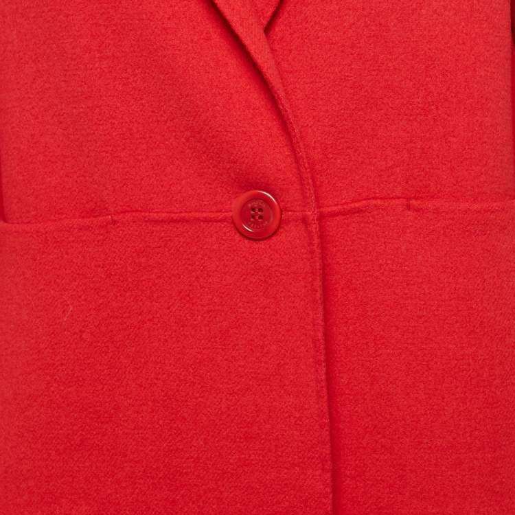 Pre Owned Weekend Max Mara Red Felt Mid-Length Coat L