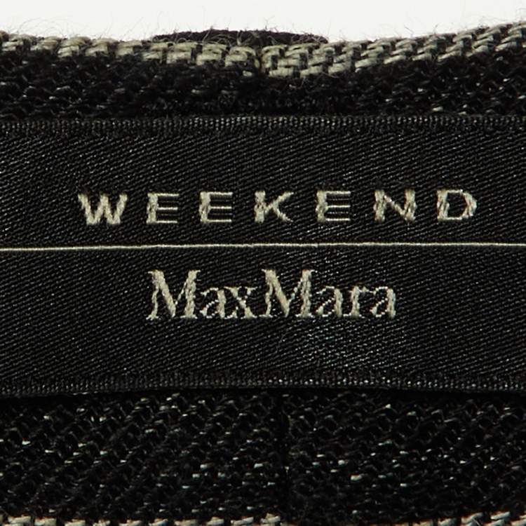 Pre Owned Weekend Max Mara Black/Grey Striped Linen Trousers M