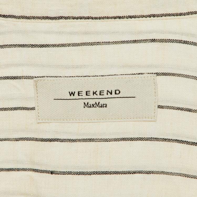 Pre Owned Weekend Max Mara Cream Striped Linen Shirt M