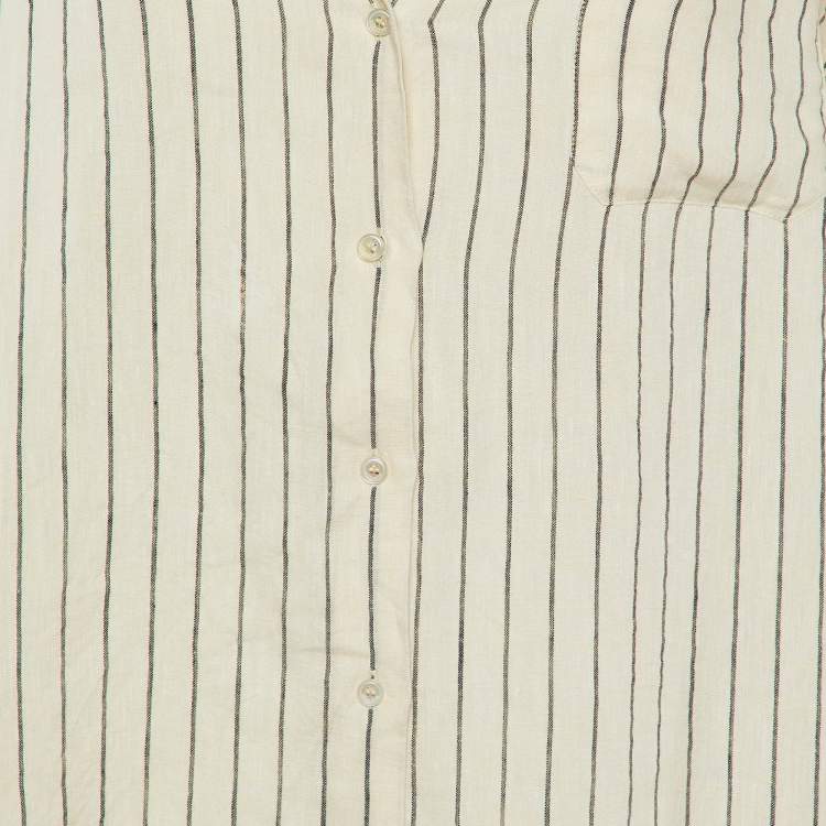 Pre Owned Weekend Max Mara Cream Striped Linen Shirt M