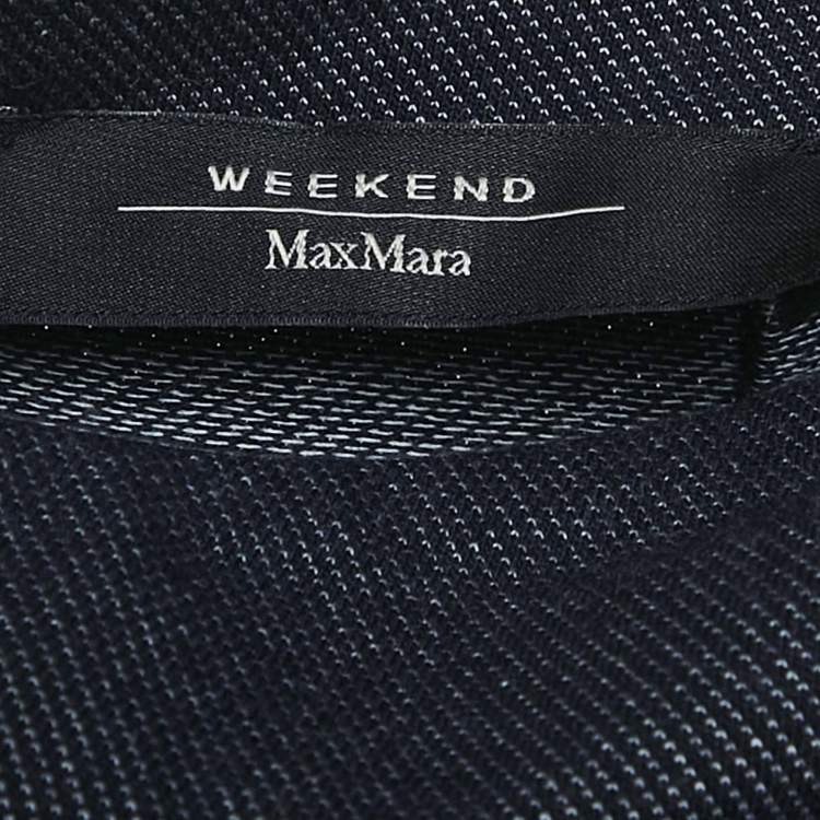 Pre Owned Weekend Max Mara Blue Stretch Denim Ruched Pencil Skirt S