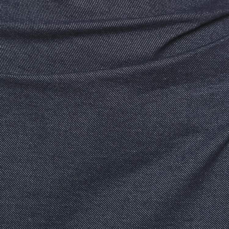 Pre Owned Weekend Max Mara Blue Stretch Denim Ruched Pencil Skirt S