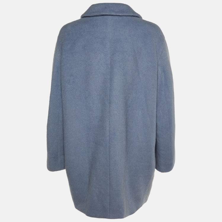Pre Owned Weekend Max Mara Pale Blue Wool Button Front Coat L