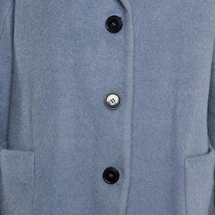 Pre Owned Weekend Max Mara Pale Blue Wool Button Front Coat L