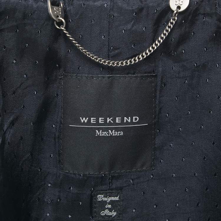 Pre Owned Weekend Max Mara Blue Wool Button Front Oversized Coat S