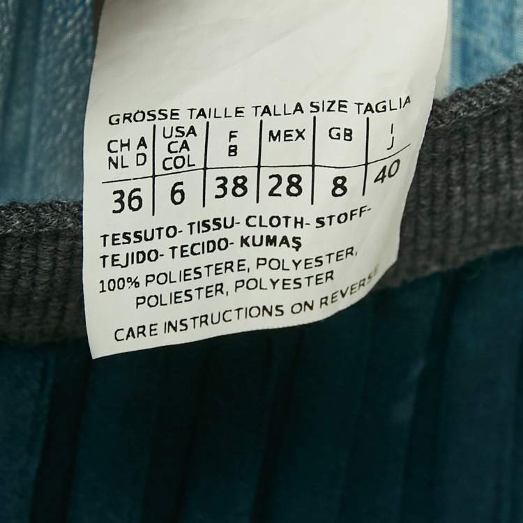 Pre Owned Weekend Max Mara Black & Blue Printed Plisse Midi Skirt S