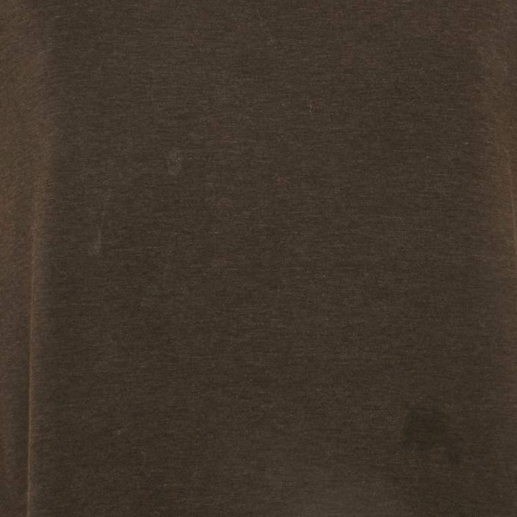 Pre Owned Weekend Max Mara Brown Jersey and Lace Trim Sleeve Top M
