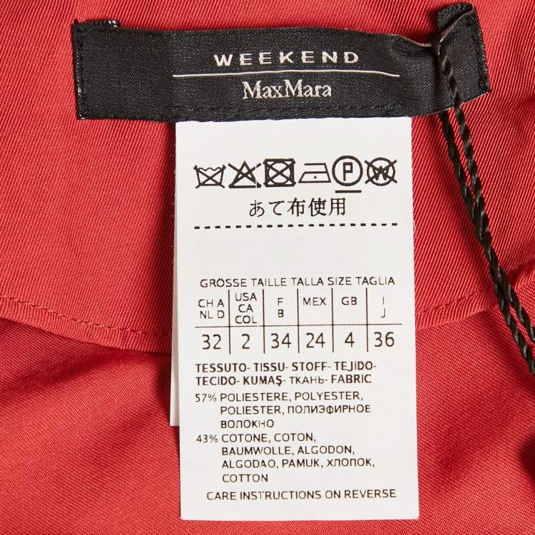 Pre Owned Weekend Max Mara Red Synthetic Wrap Pleated Coat XS