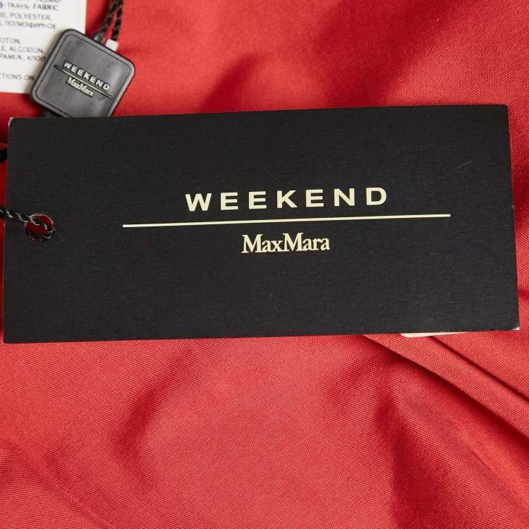 Pre Owned Weekend Max Mara Red Synthetic Wrap Pleated Coat XS
