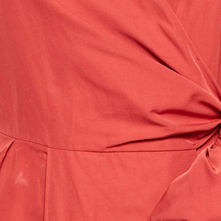 Pre Owned Weekend Max Mara Red Synthetic Wrap Pleated Coat XS