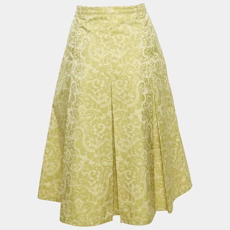 Pre Owned Weekend Max Mara Green Paisley Jacquard Pleated Short Skirt L