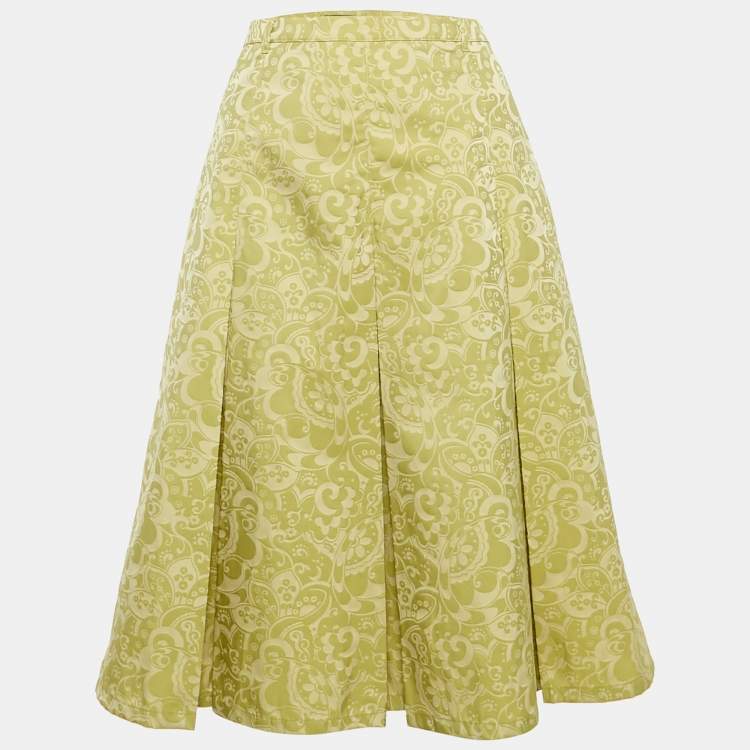 Pre Owned Weekend Max Mara Green Paisley Jacquard Pleated Short Skirt L