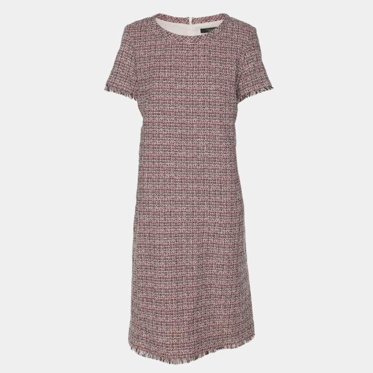 Pre Owned Max Mara Multicolor Tweed Midi Dress L