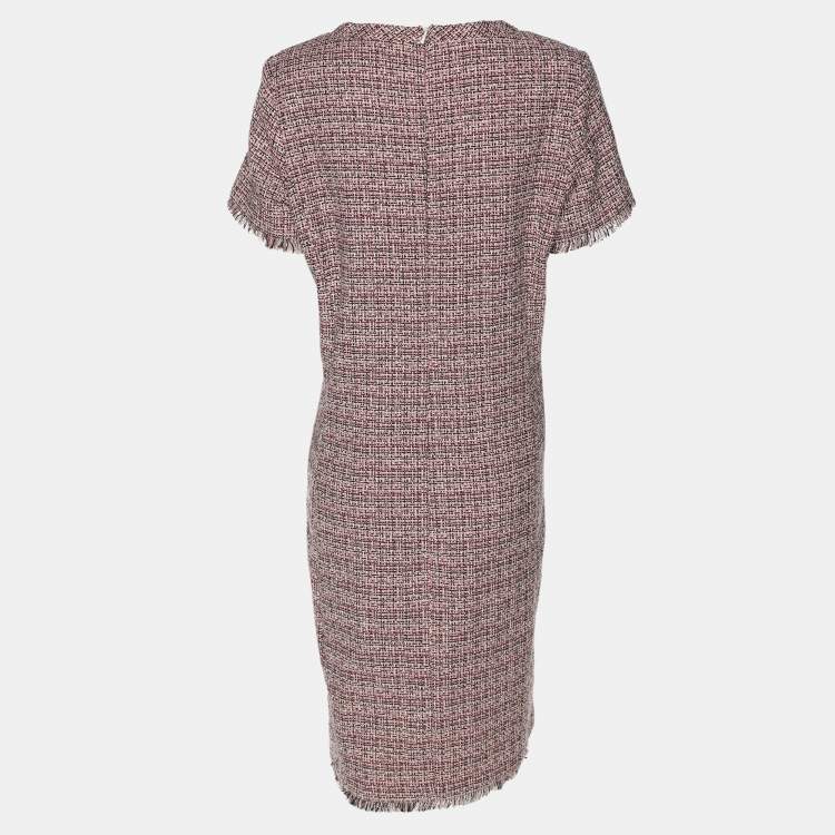 Pre Owned Max Mara Multicolor Tweed Midi Dress L