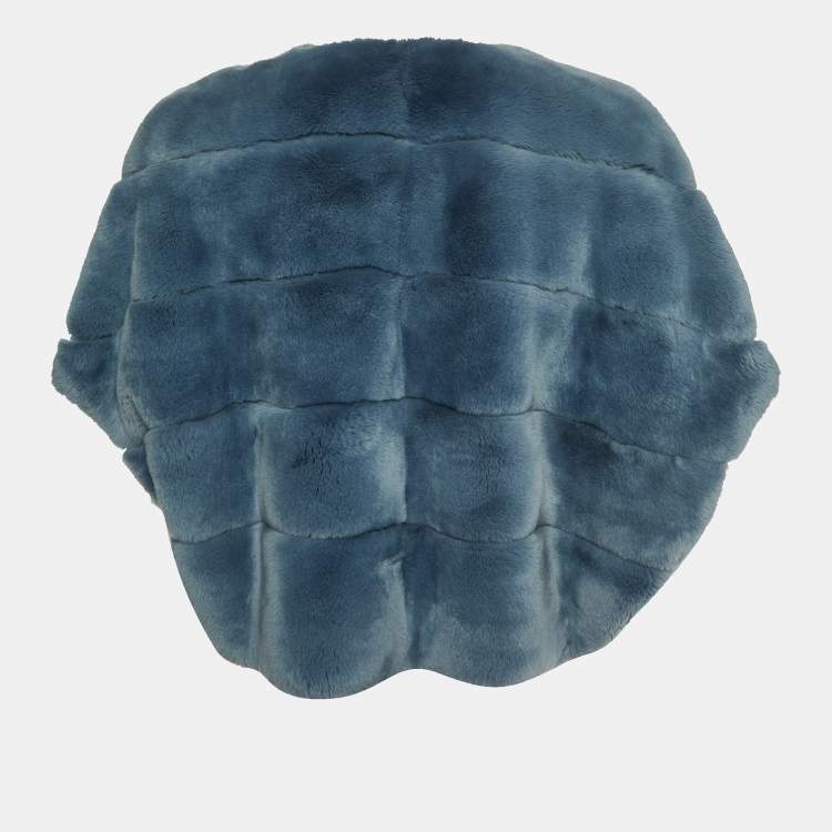 Pre Owned Weekend Max Mara Blue Rabbit Fur Zip Front Jacket S