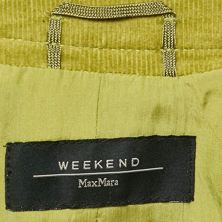 Pre Owned Weekend Max Mara Lime Green Corduroy Button Down Jacket XL