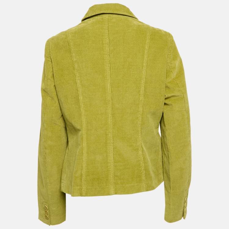 Pre Owned Weekend Max Mara Lime Green Corduroy Button Down Jacket XL