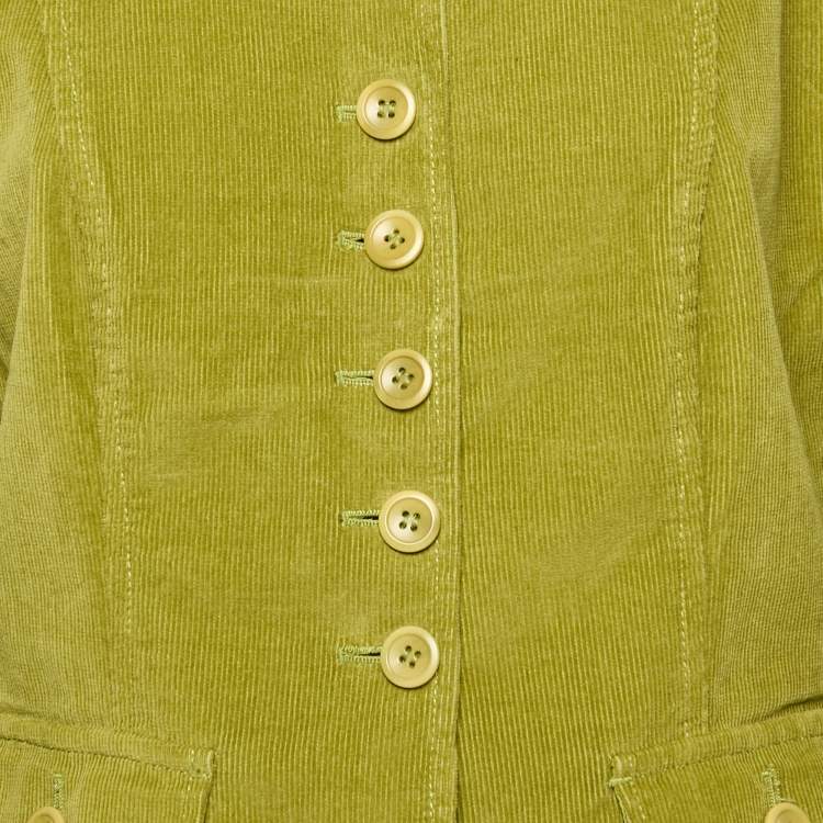 Pre Owned Weekend Max Mara Lime Green Corduroy Button Down Jacket XL