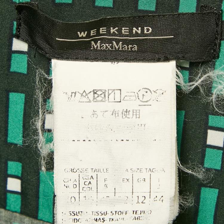Pre Owned Weekend Max Mara Green Printed Cotton Ravello Wrap Dress M