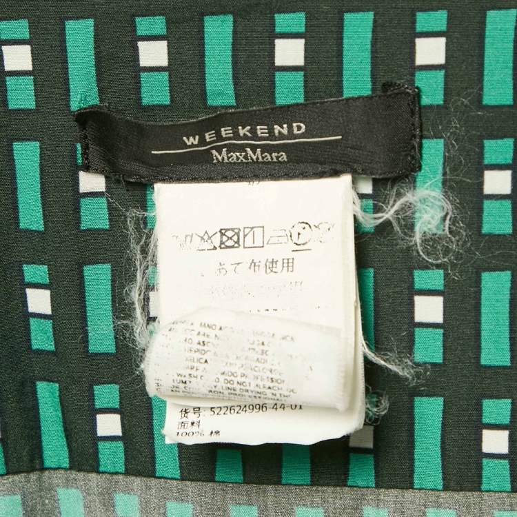 Pre Owned Weekend Max Mara Green Printed Cotton Ravello Wrap Dress M