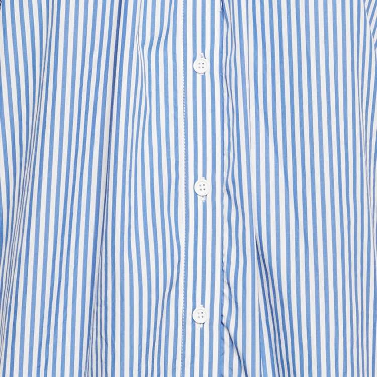 Pre Owned Weekend Max Mara Blue Stripe Cotton Capri Pants and Blouse Set S