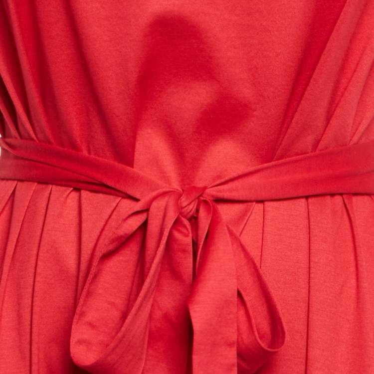 Pre Owned Weekend Max Mara Red Jersey Belted Short Dress S
