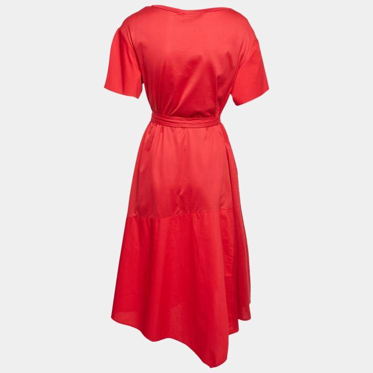 Pre Owned Weekend Max Mara Red Jersey Belted Short Dress S