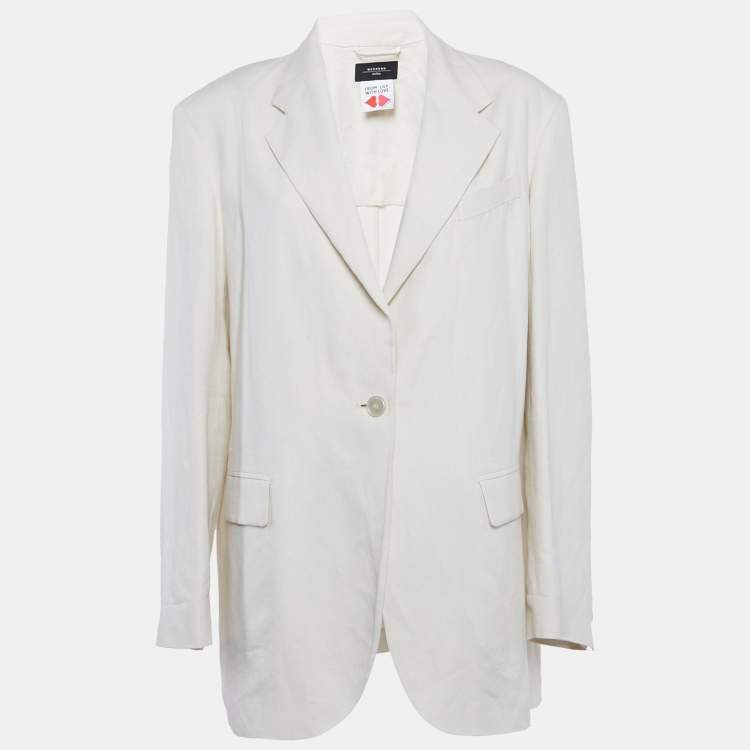 Pre Owned Weekend Max Mara Off-White Straight Fluid Papaile Blazer XXL