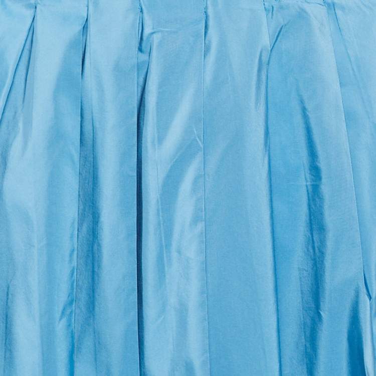 Pre Owned Weekend Max Mara Blue Cotton Blend Pleated Maxi Skirt M
