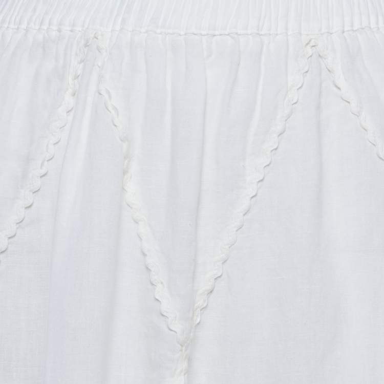 Pre Owned Weekend Max Mara White Linen Lace Trimmed Long Skirt M
