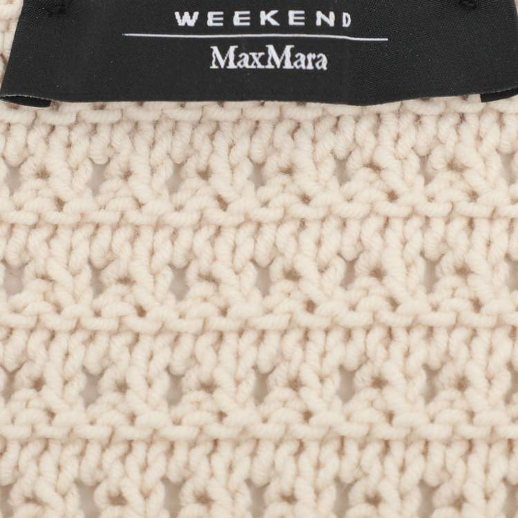 Pre Owned Weekend Max Mara Off White Cotton Knit Top M