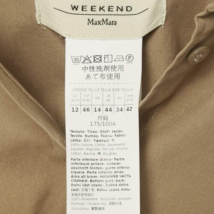 Pre Owned Weekend Max Mara Brown Printed Crepe and Cotton Shirt L