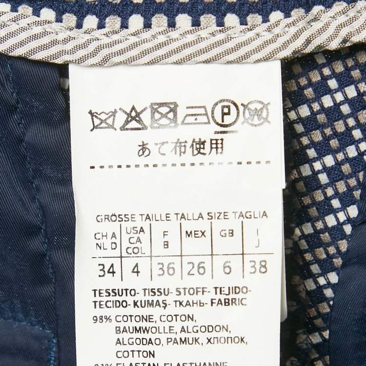 Pre Owned Weekend Max Mara Navy Blue Patterned Cotton Trousers S