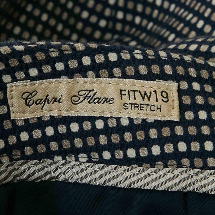 Pre Owned Weekend Max Mara Navy Blue Patterned Cotton Trousers S