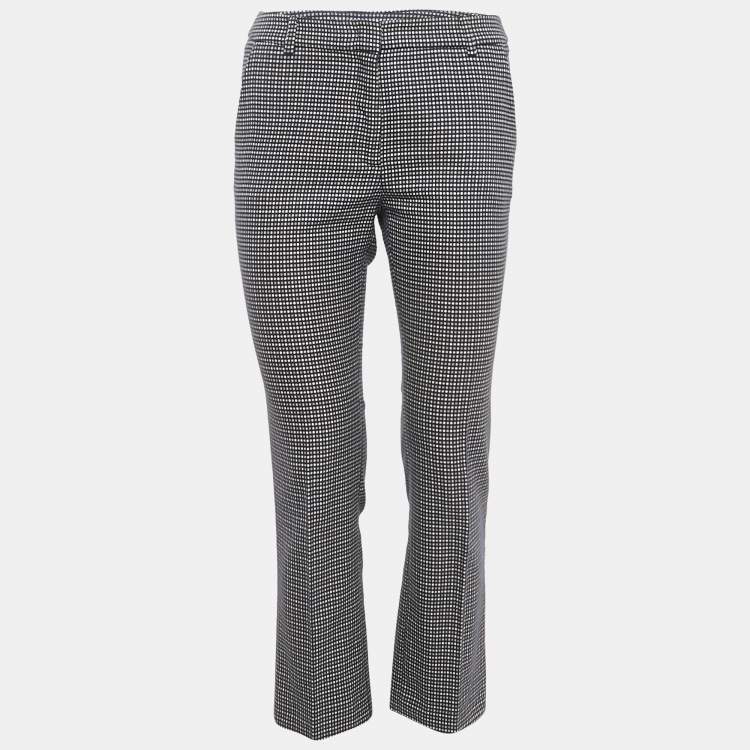 Pre Owned Weekend Max Mara Navy Blue Patterned Cotton Trousers S