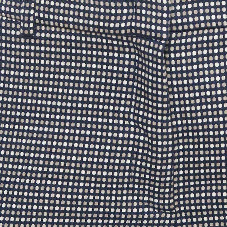 Pre Owned Weekend Max Mara Navy Blue Patterned Cotton Trousers S