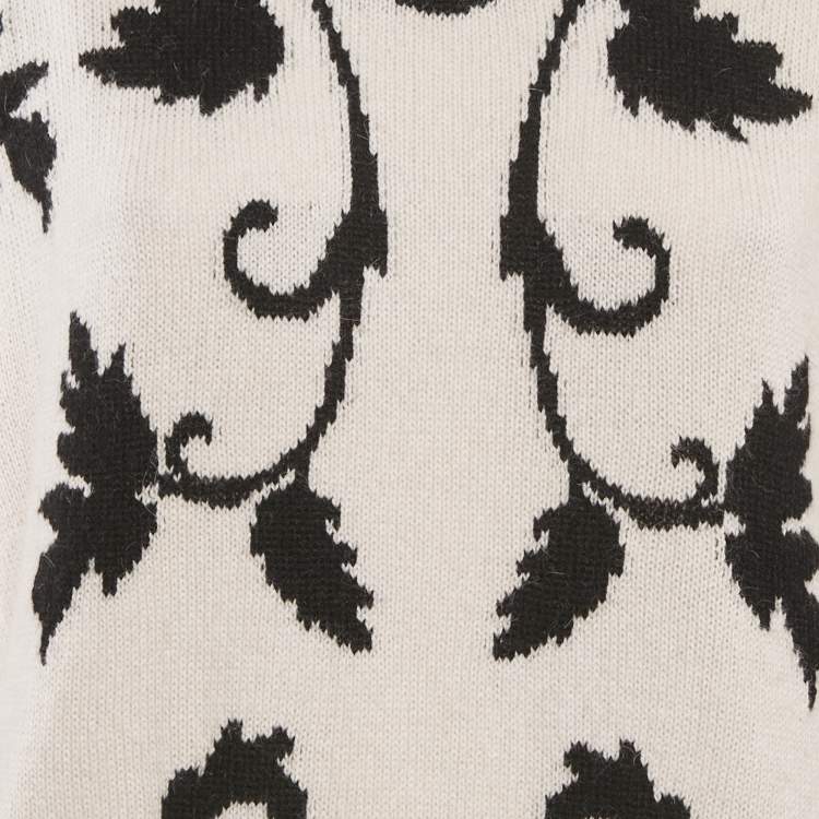 Pre Owned Weekend Max Mara Ivory White Jacquard Wool Knit Sweater L