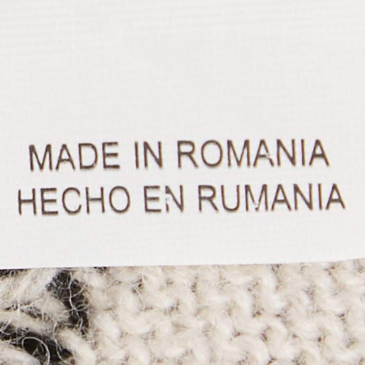 Pre Owned Weekend Max Mara Ivory White Jacquard Wool Knit Sweater L