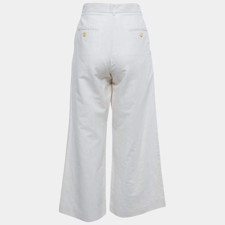 Pre Owned Weekend Max Mara Cream Gabardine Wide-Leg Trousers S