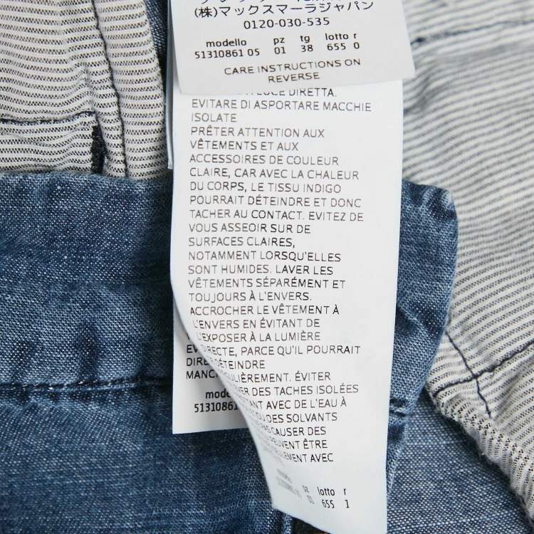 Pre Owned Weekend Max Mara Blue Chambray Wide-Leg Trousers S