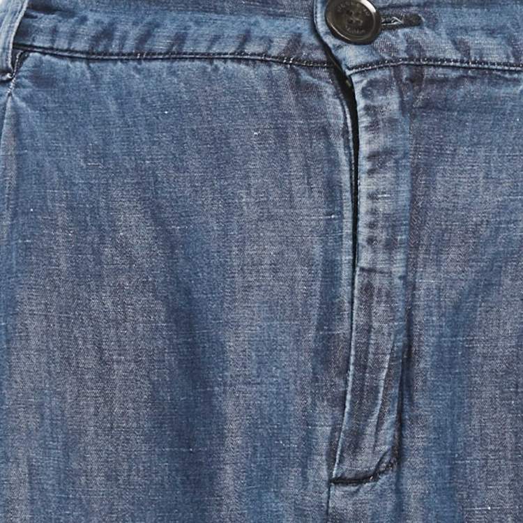 Pre Owned Weekend Max Mara Blue Chambray Wide-Leg Trousers S