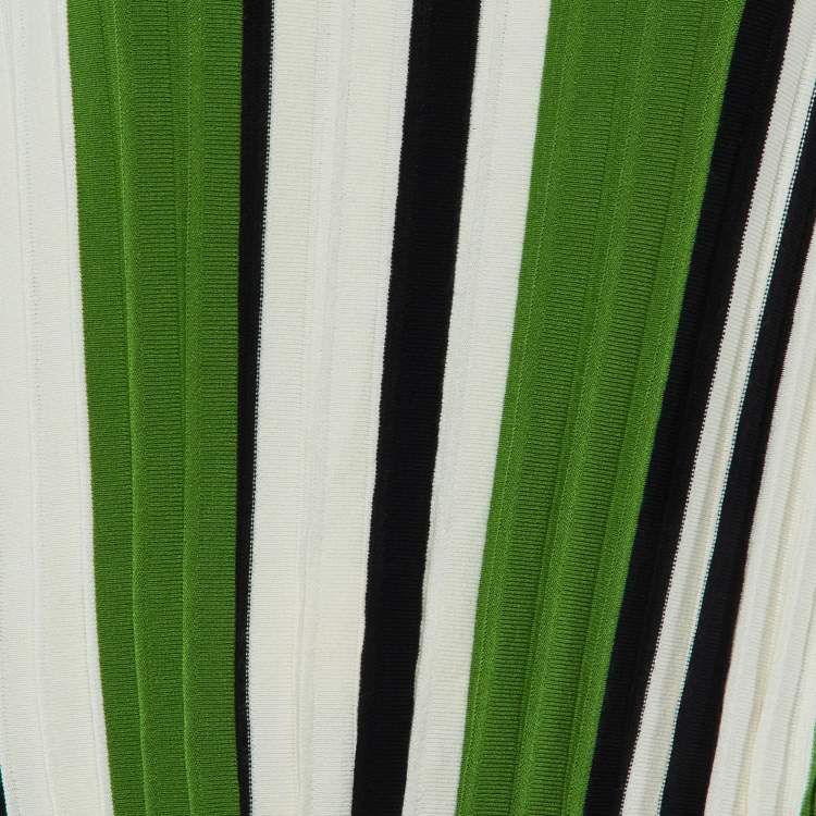 Pre Owned Weekend Max Mara Green Striped Knit Spiga/Editta Top & Skirt Set S