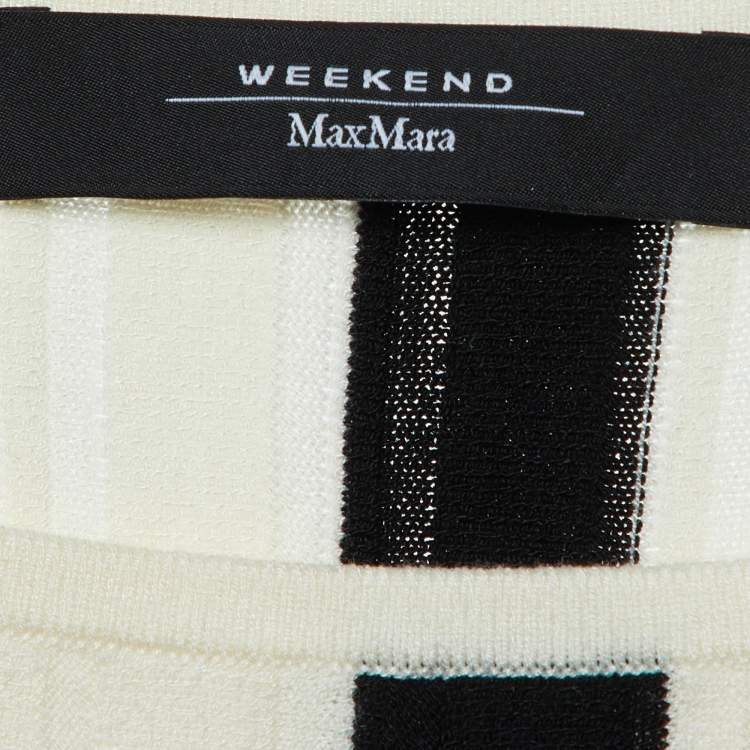 Pre Owned Weekend Max Mara Green Striped Knit Spiga/Editta Top & Skirt Set S