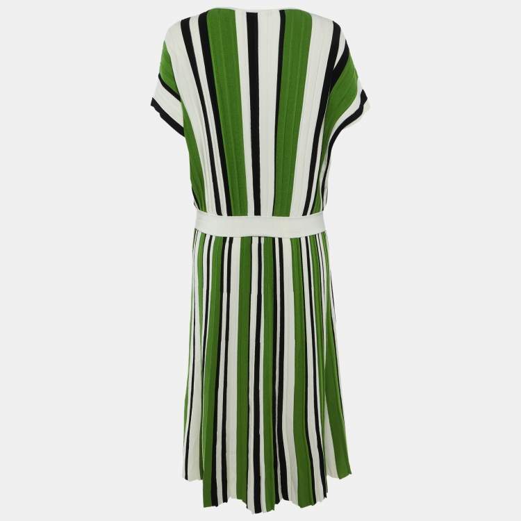Pre Owned Weekend Max Mara Green Striped Knit Spiga/Editta Top & Skirt Set S