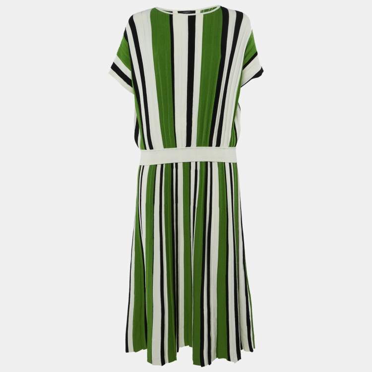 Pre Owned Weekend Max Mara Green Striped Knit Spiga/Editta Top & Skirt Set S